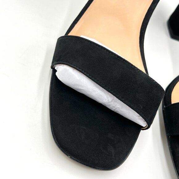 Aerosoles Womens‎ Size 10 Landon Black Suede Leather Block Heels Sandals Shoes - Picture 4 of 14